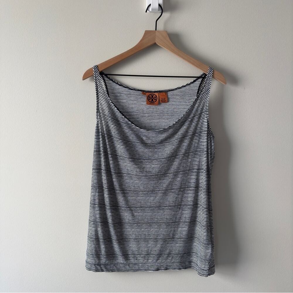 Tory Burch 100% Pima Cotton Black & White Striped Women’s Tank Top casual stripe